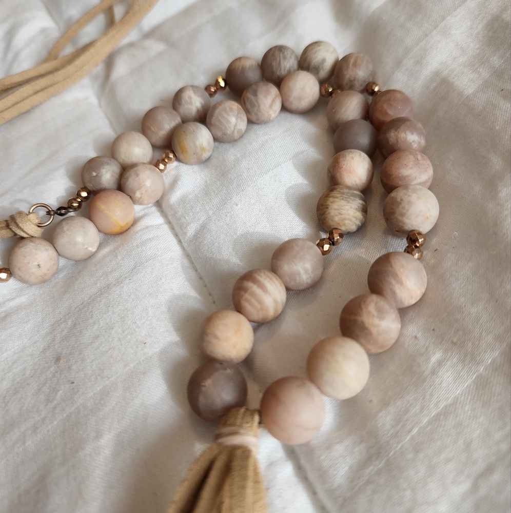 Western Boho leather and beaded necklace